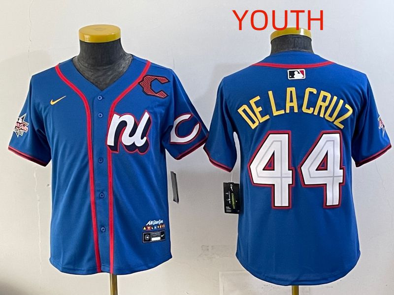 Youth 2025 Cincinnati Reds #44 De Lacruz Blue All star Nike MLB Jersey style 03